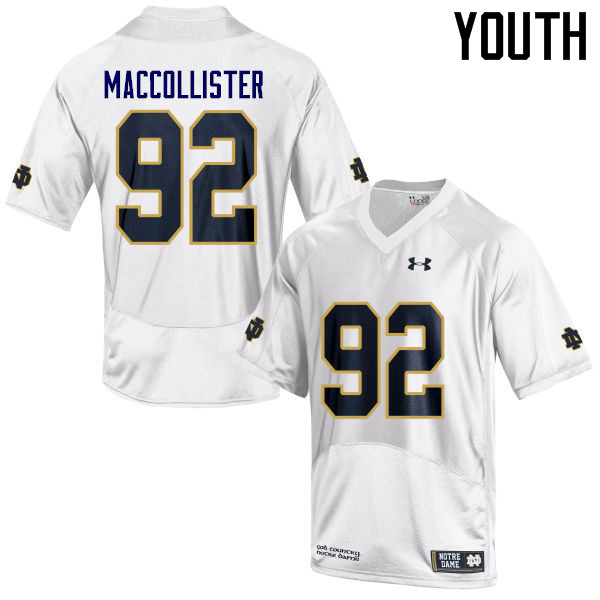 Youth #92 Jonathon MacCollister Notre Dame Fighting Irish College Football Jerseys Sale-White